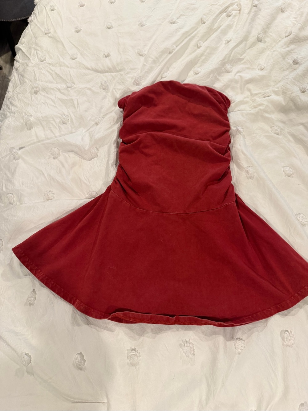 Strapless Red Aerie Peplum Dress